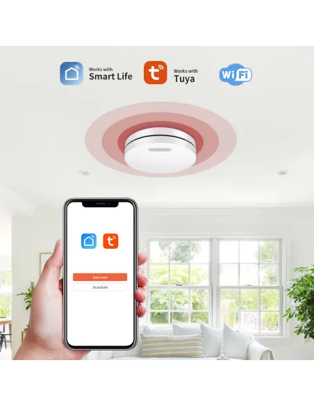 Détecteur de fumée Wi‑Fi Tuya Smart Life | Batterie 10 ans, norme EN 14604