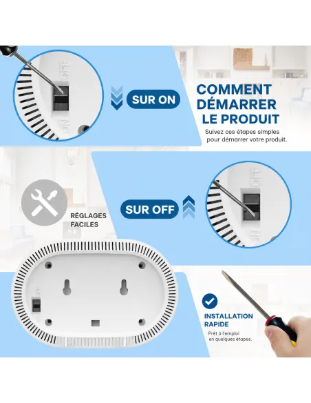 Détecteur CO Wi‑Fi Tuya Smart Life | Batterie 10 ans, norme EN 50291