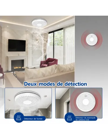 Détecteur fumée et CO Wi‑Fi Tuya Smart Life | Batterie 10 ans, EN 14604 et EN 50291